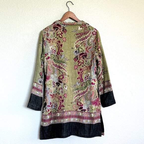 Anii by Natural Floral Tapestry Whimsigoth Open Front Long Cardigan Size S - Picture 9 of 16